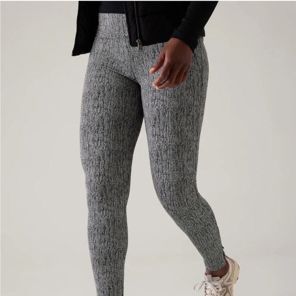 Athleta Delancey Textured Moto Tights, size Small Black & White Speckled - Picture 1 of 11